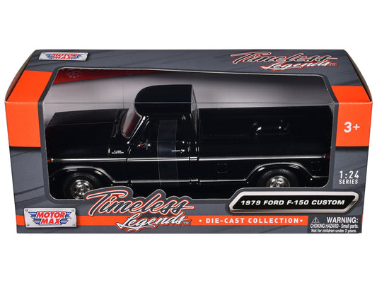 1979 Ford F - 150 Custom Pickup Truck Black "Timeless Legends" Series 1/24 Diecast Model Car by Motormax free shipping USA - Rapid Vehicles