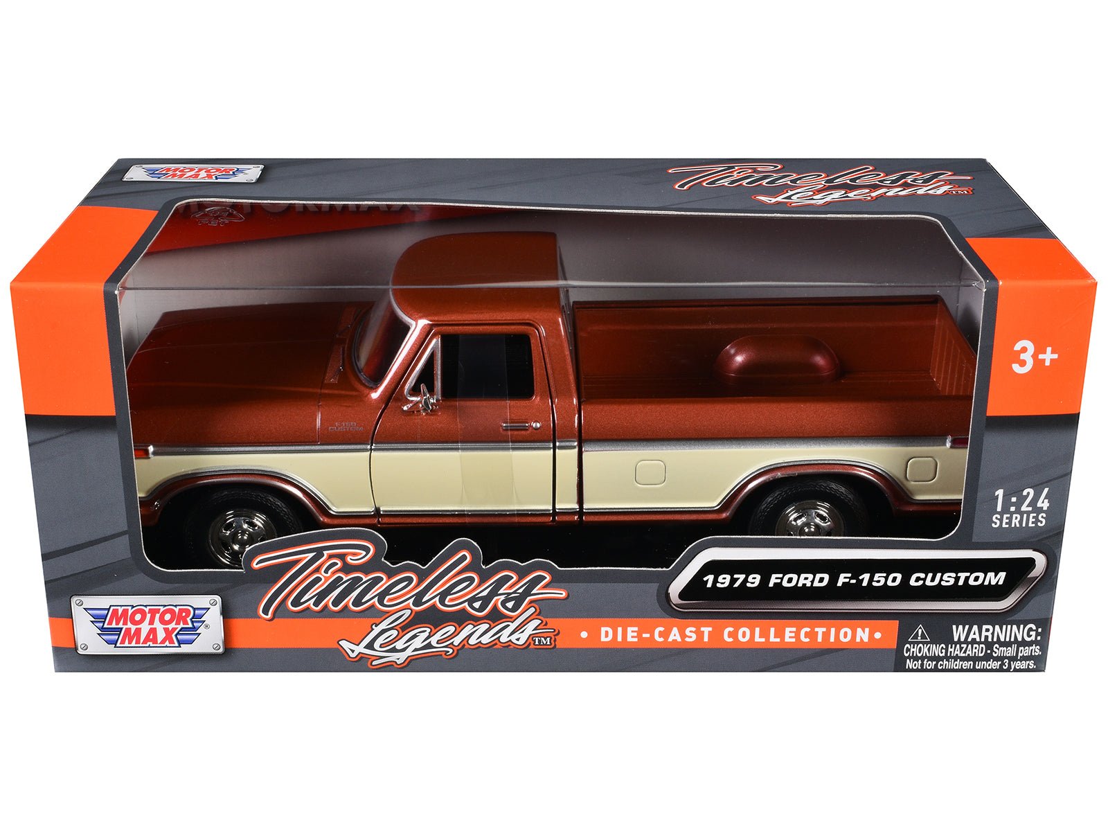 1979 Ford F - 150 Custom Pickup Truck Brown Metallic and Cream "Timeless Legends" Series 1/24 Diecast Model Car by Motormax free shipping USA - Rapid Vehicles