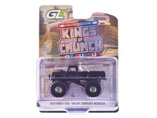 1979 Ford F - 250 Monster Truck "Shelby Township Police Michigan" Black "Kings of Crunch - Hot Pursuit" Special Edition 1/64 Diecast Model Car by Greenlight free shipping USA - Rapid Vehicles