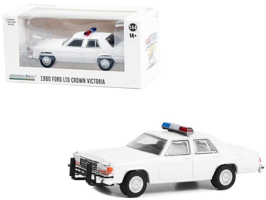 1980 - 1991 Ford LTD Crown Victoria Police White with Light Bar "Hot Pursuit" "Hobby Exclusive" Series 1/64 Diecast Model Car by Greenlight free shipping USA - Rapid Vehicles