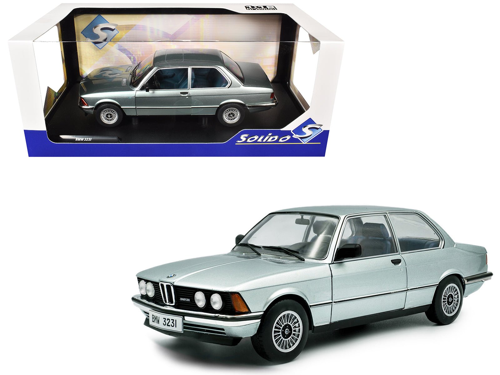 1980 BMW 323i Sapphire Blue Metallic 1/18 Diecast Model Car by Solido free shipping USA - Rapid Vehicles