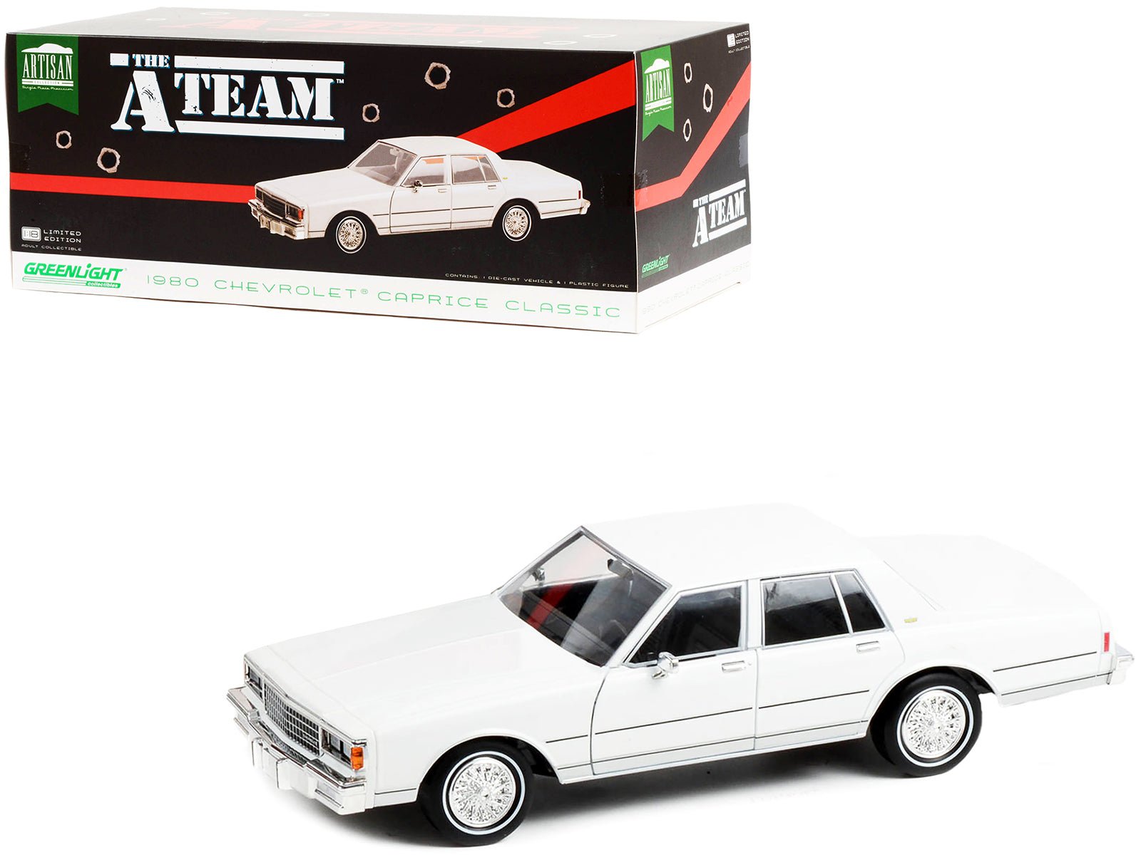 1980 Chevrolet Caprice Classic White "The A - Team" (1983 - 1987) TV Series "Artisan Collection" 1/18 Diecast Model Car by Greenlight free shipping USA - Rapid Vehicles