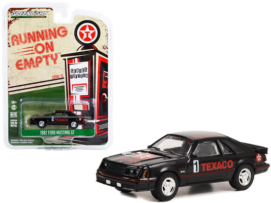 1982 Ford Mustang GT 1 Black "Texaco" "Running on Empty" Series 15 1/64 Diecast Model Car by Greenlight free shipping USA - Rapid Vehicles