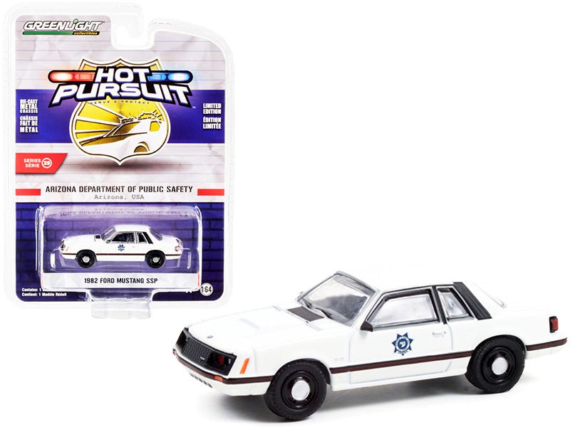 1982 Ford Mustang SSP White "Arizona Department of Public Safety" "Hot Pursuit" Series 39 1/64 Diecast Model Car by Greenlight free shipping USA - Rapid Vehicles