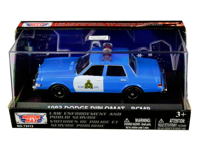 1983 Dodge Diplomat "Royal Canadian Mounted Police" (RCMP) Light Blue and White 1/43 Diecast Model Car by Motormax free shipping USA - Rapid Vehicles