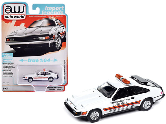 1983 Toyota Celica Supra "Toyota Grand Prix of Long Beach Official Pace Car" White "Import Legends" Series 1/64 Diecast Model Car by Auto World free shipping USA - Rapid Vehicles