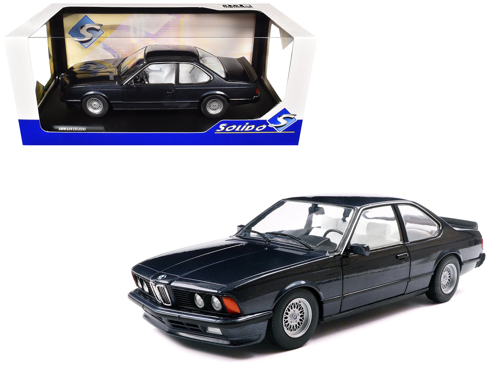 1984 BMW 635 CSI (E24) Macau Blue Metallic 1/18 Diecast Model Car by Solido free shipping USA - Rapid Vehicles