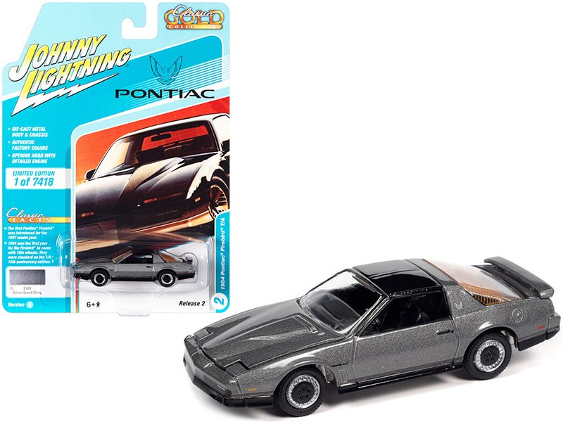 1984 Pontiac Firebird Trans Am T/A Silver Sand Gray Metallic with Black Top "Classic Gold Collection" Series Limited Edition to 7418 pieces Worldwide 1/64 Diecast Model Car by Johnny Lightning free shipping USA - Rapid Vehicles