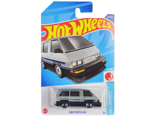 1986 Toyota Van Silver Metallic and Black with Stripes "HW J - Imports" Series Diecast Model Car by Hot Wheels free shipping USA - Rapid Vehicles