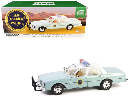 1987 Chevrolet Caprice 9C1 "US Border Patrol" Light Green with White Top "Artisan Collection" 1/18 Diecast Model Car by Greenlight free shipping USA - Rapid Vehicles