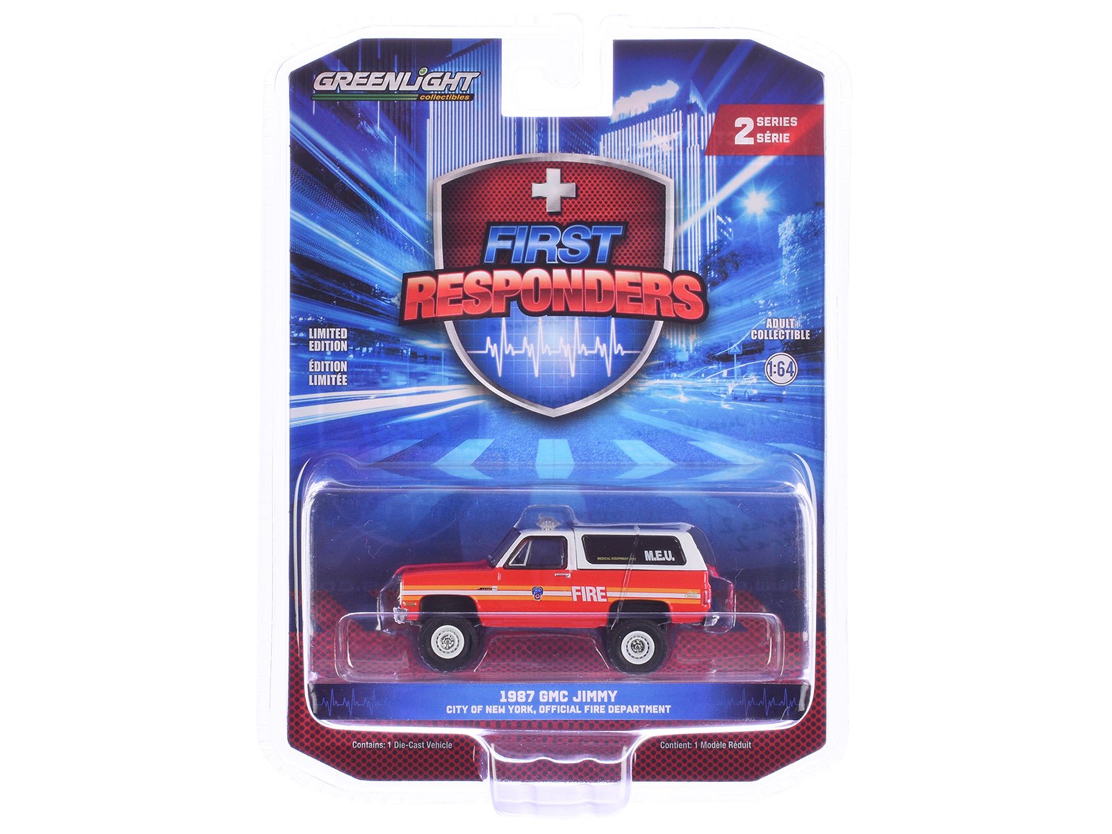 1987 GMC Jimmy "FDNY (The Official Fire Department City of New York) M.E.U. (Medical Equipment Unit)" Red and White "First Responders" Series 2 1/64 Diecast Model Car by Greenlight free shipping USA - Rapid Vehicles