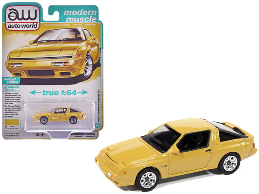 1988 Chrysler Conquest TSi San Marino Yellow "Modern Muscle" Series 1/64 Diecast Model Car by Auto World free shipping USA - Rapid Vehicles