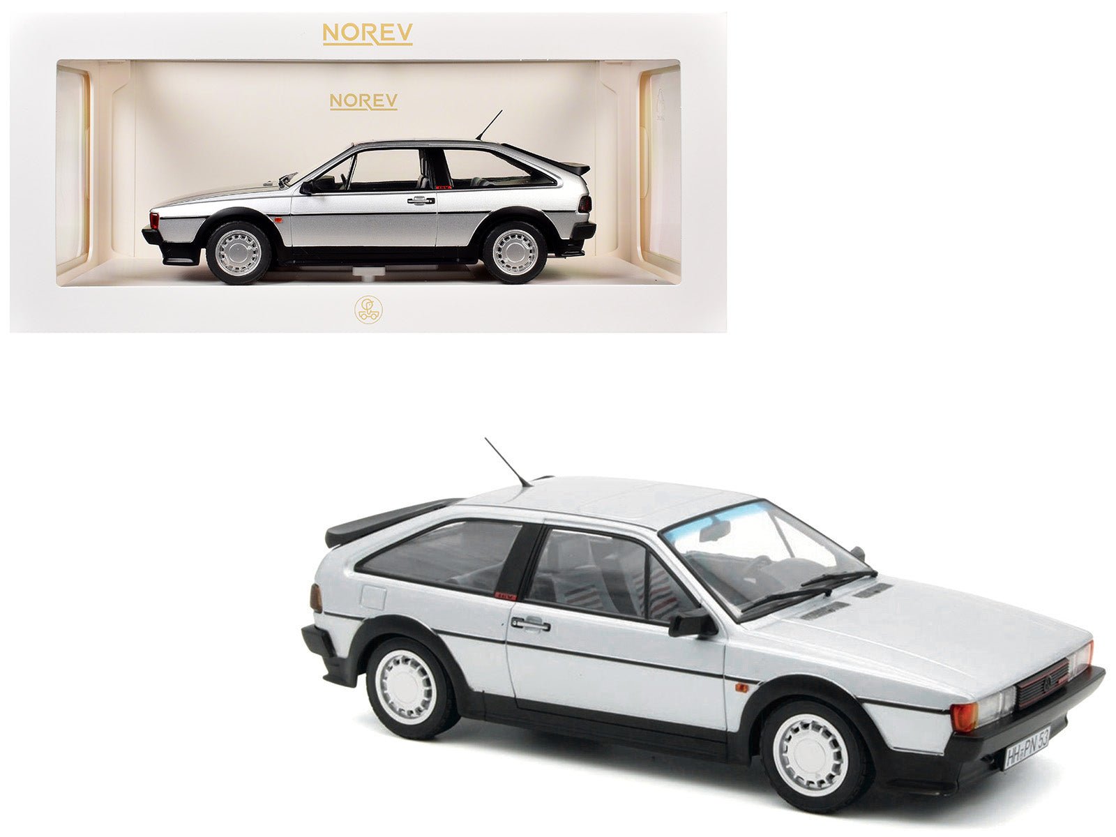 1988 Volkswagen Scirocco GTX 16V Flash Silver Metallic 1/18 Diecast Model Car by Norev free shipping USA - Rapid Vehicles