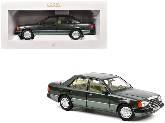 1990 Mercedes - Benz 230 E Night Green Metallic with Green Interior 1/18 Diecast Model Car by Norev free shipping USA - Rapid Vehicles