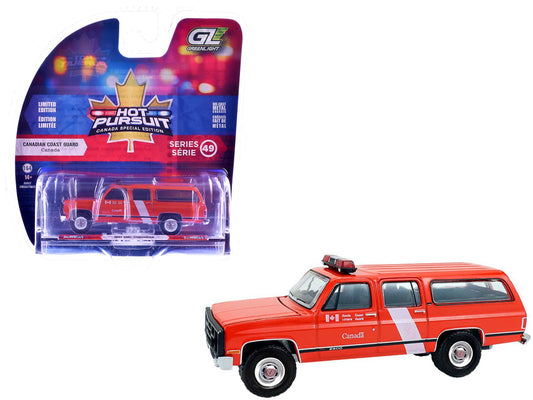 1991 GMC Suburban "Canada Coast Guard" Red with White Stripes "Hot Pursuit - Canada Special Edition" Series 1/64 Diecast Model Car by Greenlight free shipping USA - Rapid Vehicles