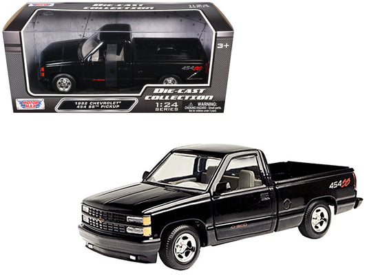 1992 Chevrolet 454 SS Pickup Truck Black 1/24 Diecast Model Car by Motormax free shipping USA - Rapid Vehicles