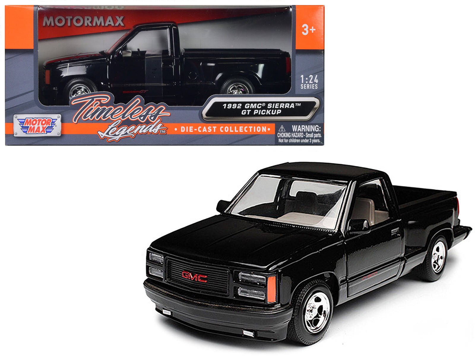 1992 GMC Sierra GT Black Pickup Truck 1/24 Diecast Model by Motormax free shipping USA - Rapid Vehicles