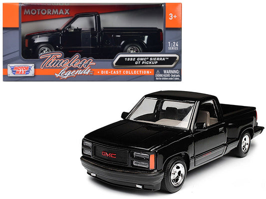 1992 GMC Sierra GT Black Pickup Truck 1/24 Diecast Model by Motormax free shipping USA - Rapid Vehicles