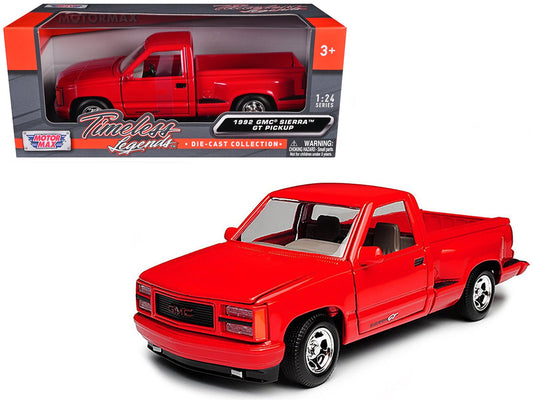 1992 GMC Sierra GT Red Pickup Truck 1/24 Diecast Model by Motormax free shipping USA - Rapid Vehicles