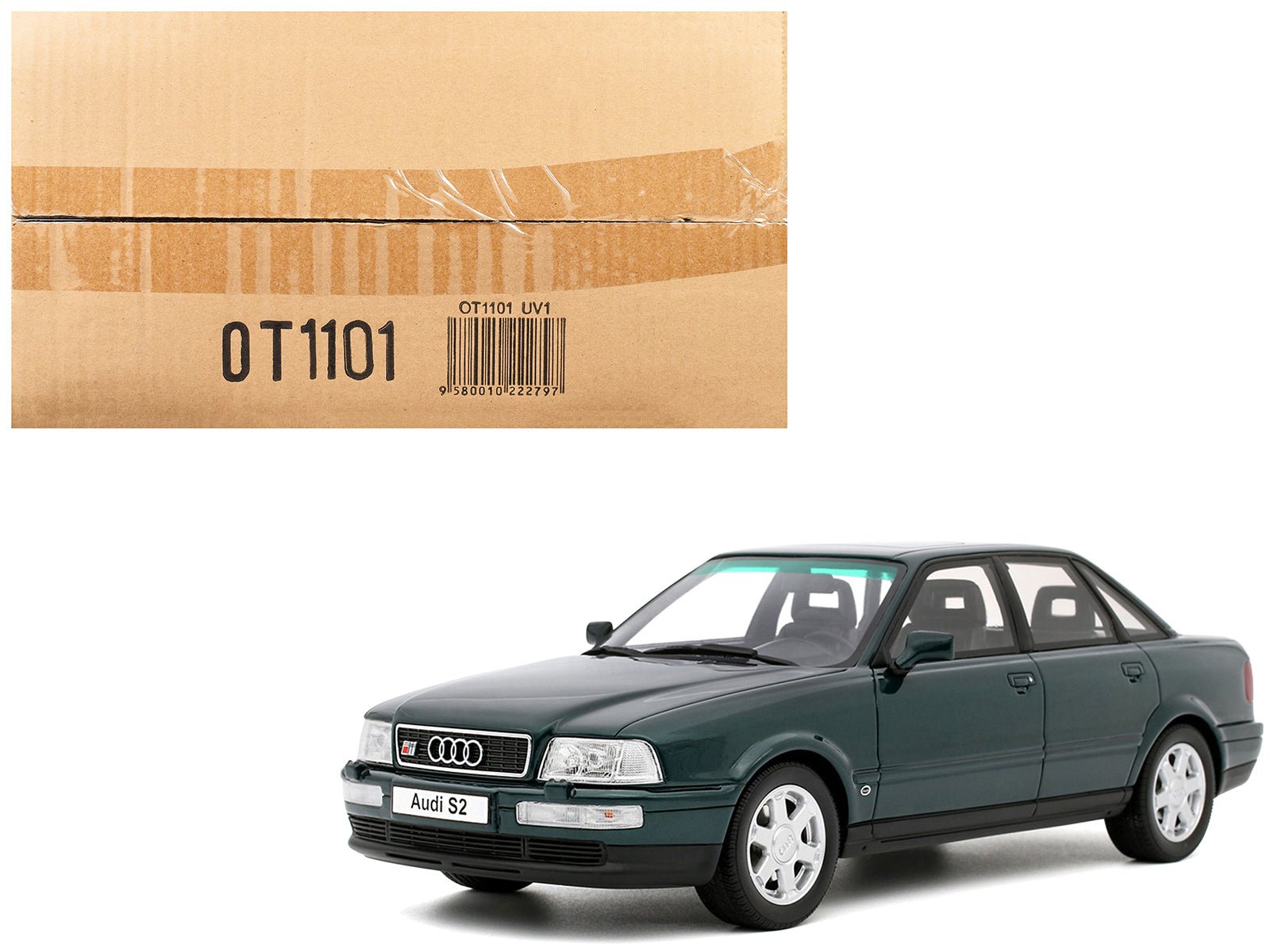1993 Audi S2 Sedan Emerald Green Metallic Limited Edition to 2000 pieces Worldwide 1/18 Model Car by Otto Mobile free shipping USA - Rapid Vehicles