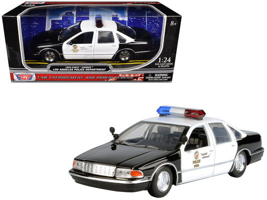 1993 Chevrolet Caprice Police Car "LAPD (Los Angeles Police Department)" Black and White "Law Enforcement and Public Service" Series 1/24 Diecast Model Car by Motormax free shipping USA - Rapid Vehicles