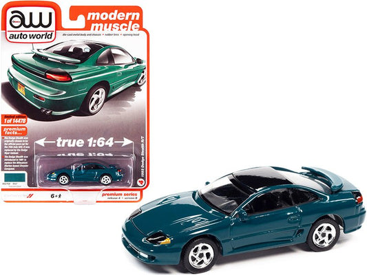 1993 Dodge Stealth R/T Peacock Green with Black Top "Modern Muscle" Limited Edition to 14478 pieces Worldwide 1/64 Diecast Model Car by Auto World free shipping USA - Rapid Vehicles