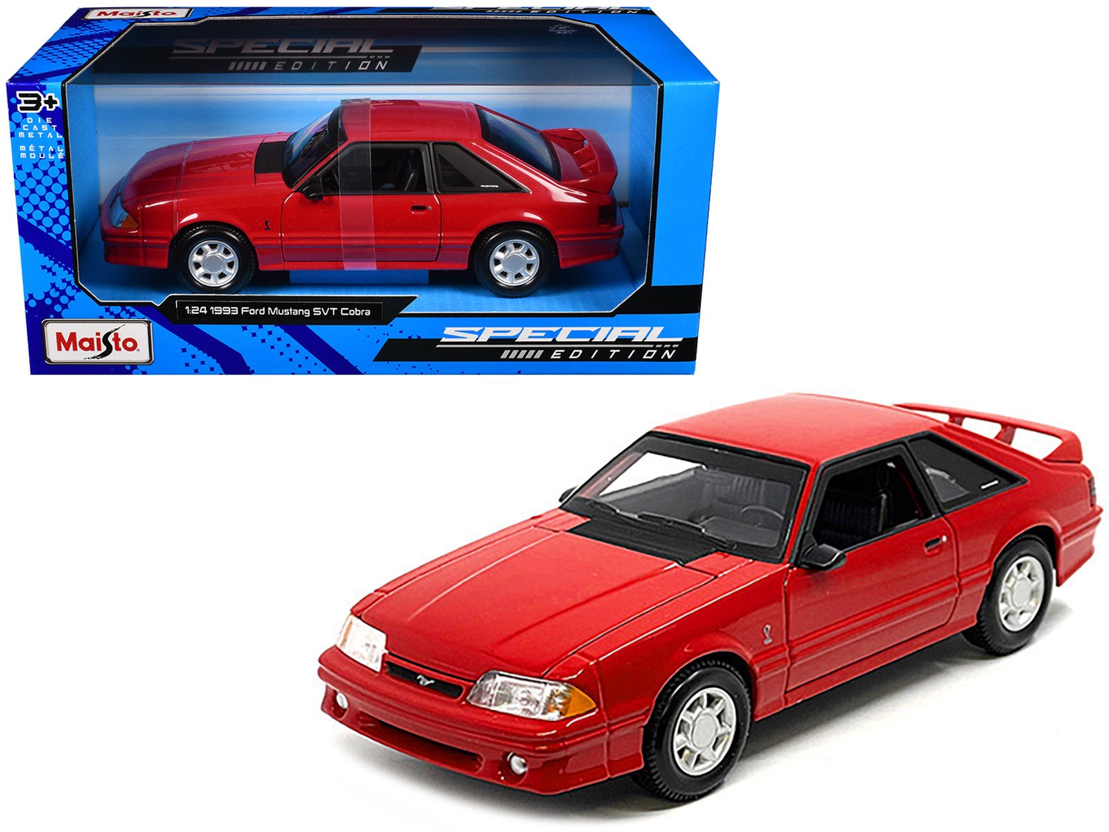 1993 Ford Mustang SVT Cobra Red "Special Edition" Series 1/24 Diecast Model Car by Maisto free shipping USA - Rapid Vehicles