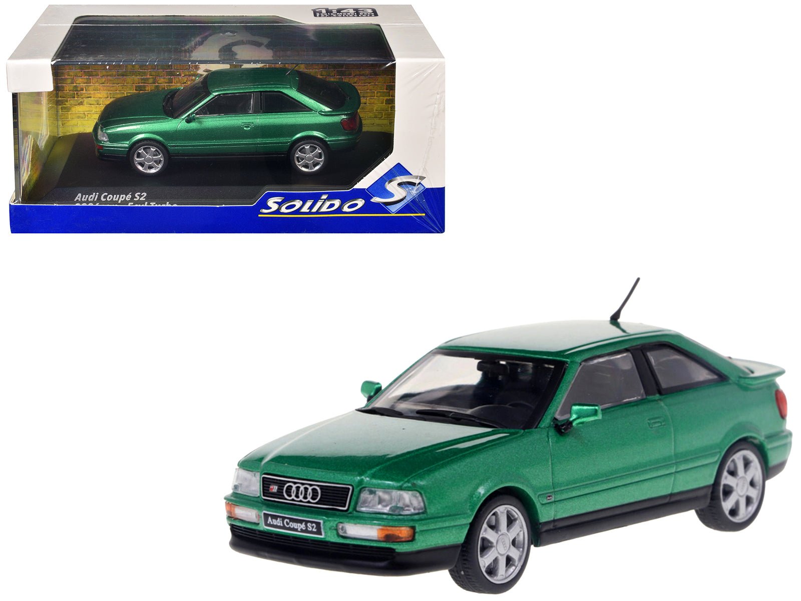 1994 Audi Coupe S2 Cricket Green Metallic 1/43 Diecast Model Car by Solido free shipping USA - Rapid Vehicles