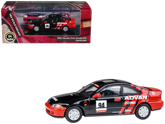 1995 Honda Civic Coupe EJ1 94 "Autocross - ADVAN" Black and Red 1/64 Diecast Model Car by Paragon Models free shipping USA - Rapid Vehicles
