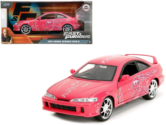 1995 Honda Integra Type R Pink with Graphics "Fast & Furious Remix" Series 1/24 Diecast Model Car by Jada free shipping USA - Rapid Vehicles