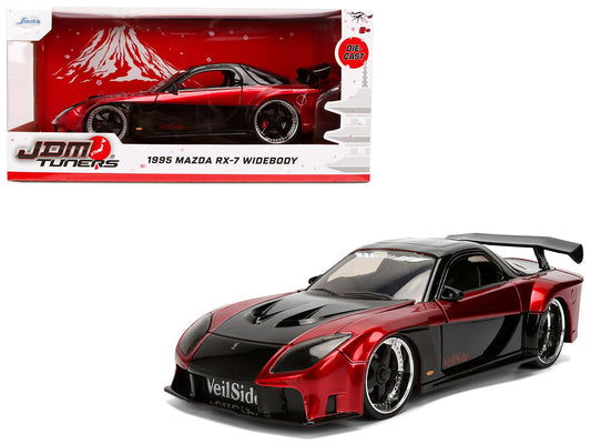 1995 Mazda RX - 7 Widebody RHD (Right Hand Drive) "VeilSide" Black and Red Metallic "JDM Tuners" Series 1/24 Diecast Model Car by Jada free shipping USA - Rapid Vehicles
