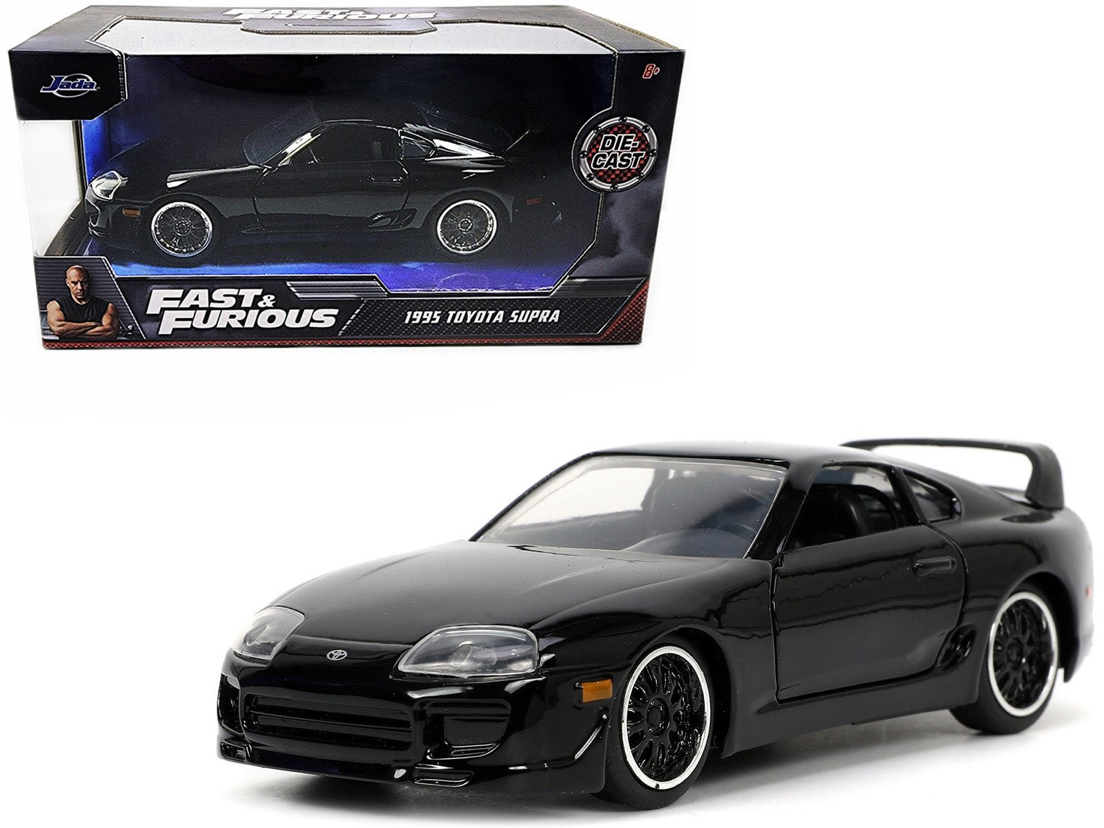 1995 Toyota Supra Black "Fast & Furious" Movie 1/32 Diecast Model Car by Jada free shipping USA - Rapid Vehicles