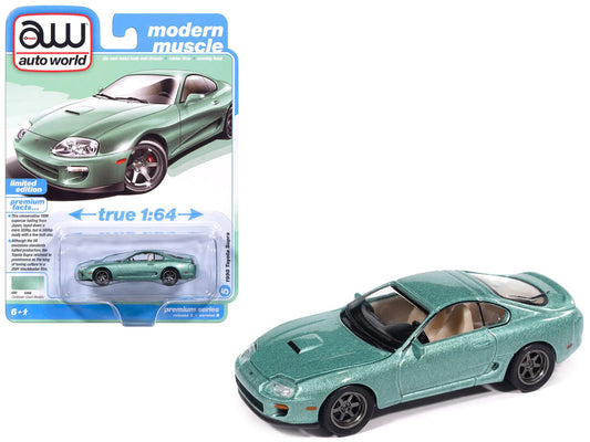 1998 Toyota Supra Caribbean Green Metallic "Modern Muscle" Series 1/64 Diecast Model Car by Auto World free shipping USA - Rapid Vehicles