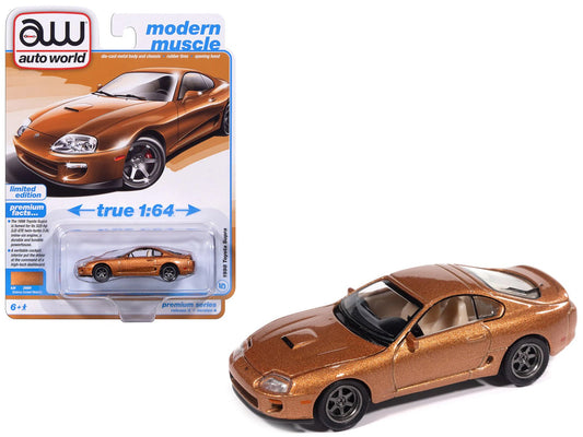 1998 Toyota Supra Sedona Sunset Bronze Metallic "Modern Muscle" Series 1/64 Diecast Model Car by Auto World free shipping USA - Rapid Vehicles