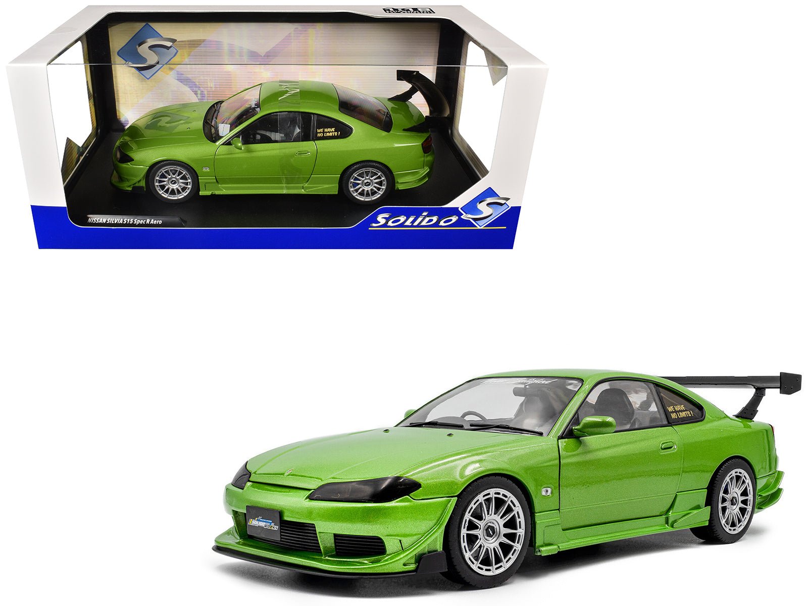 1999 Nissan Silvia S15 Spec - R Aero RHD (Right Hand Drive) "Never Satisfied" Green Metallic 1/18 Diecast Model Car by Solido free shipping USA - Rapid Vehicles