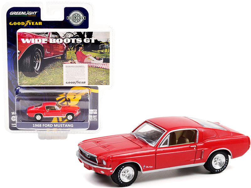 1968 Ford Mustang Red "Wide Boots GT" Goodyear Vintage Ad Cars - Premium  from Rapidvehicles - Just $27.99! Shop now at Rapidvehicles