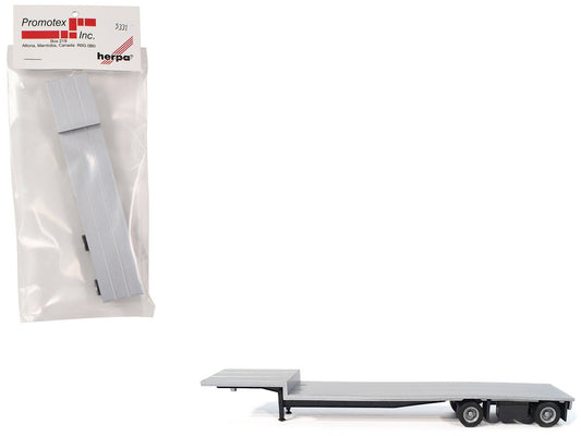 2 - Axle Dropdeck Flatbed Trailer Silver Top 1/87 (HO) Plastic Model by Promotex free shipping USA - Rapid Vehicles