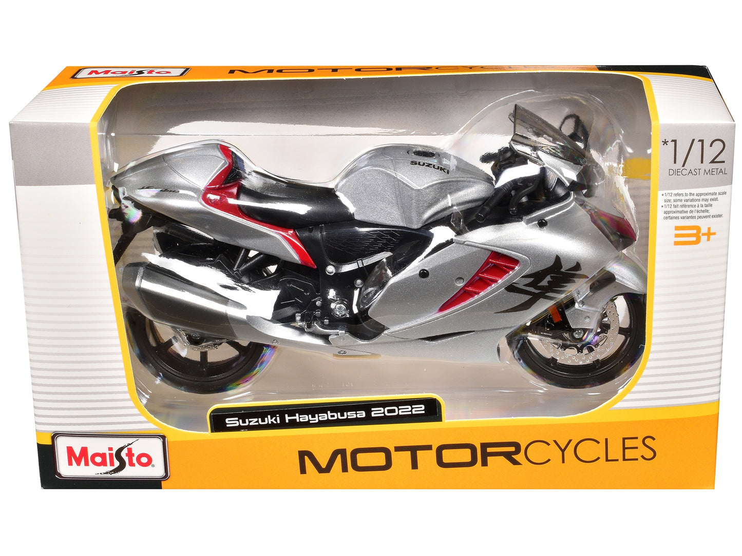 2022 Suzuki Hayabusa Silver Metallic 1/12 Diecast Motorcycle