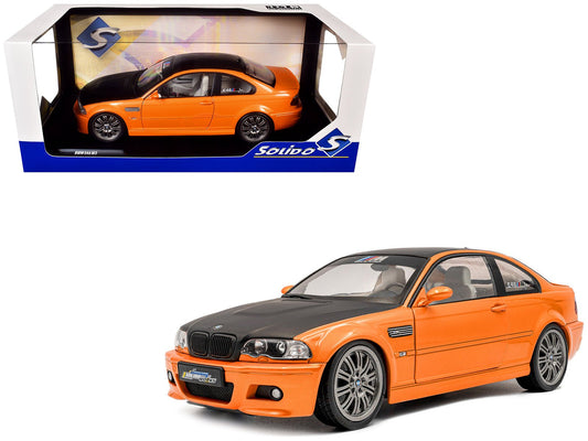 2000 BMW E46 M3 "Solido Works" Orange Metallic with Matt Black Hood and Carbon Top 1/18 Diecast Model Car by Solido free shipping USA - Rapid Vehicles