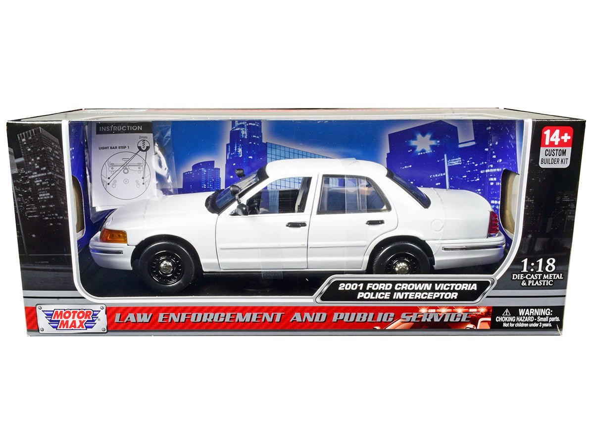 2001 Ford Crown Victoria Police Car Unmarked White "Custom Builder's Kit" Series 1/18 Diecast Model Car by Motormax free shipping USA - Rapid Vehicles