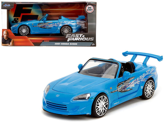 2001 Honda S2000 Convertible Blue with Graphics "Fast & Furious Remix" Series 1/24 Diecast Model Car by Jada free shipping USA - Rapid Vehicles