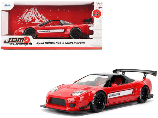 2002 Honda NSX - R RHD (Right Hand Drive) "Bridgestone" Red with Black Top and White Stripes "JDM Tuners" Series 1/24 Diecast Model Car by Jada free shipping USA - Rapid Vehicles