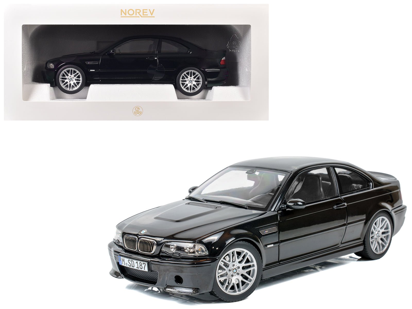 2003 BMW M3 CSL Saphire Black 1/18 Diecast Model Car by Norev free shipping USA - Rapid Vehicles