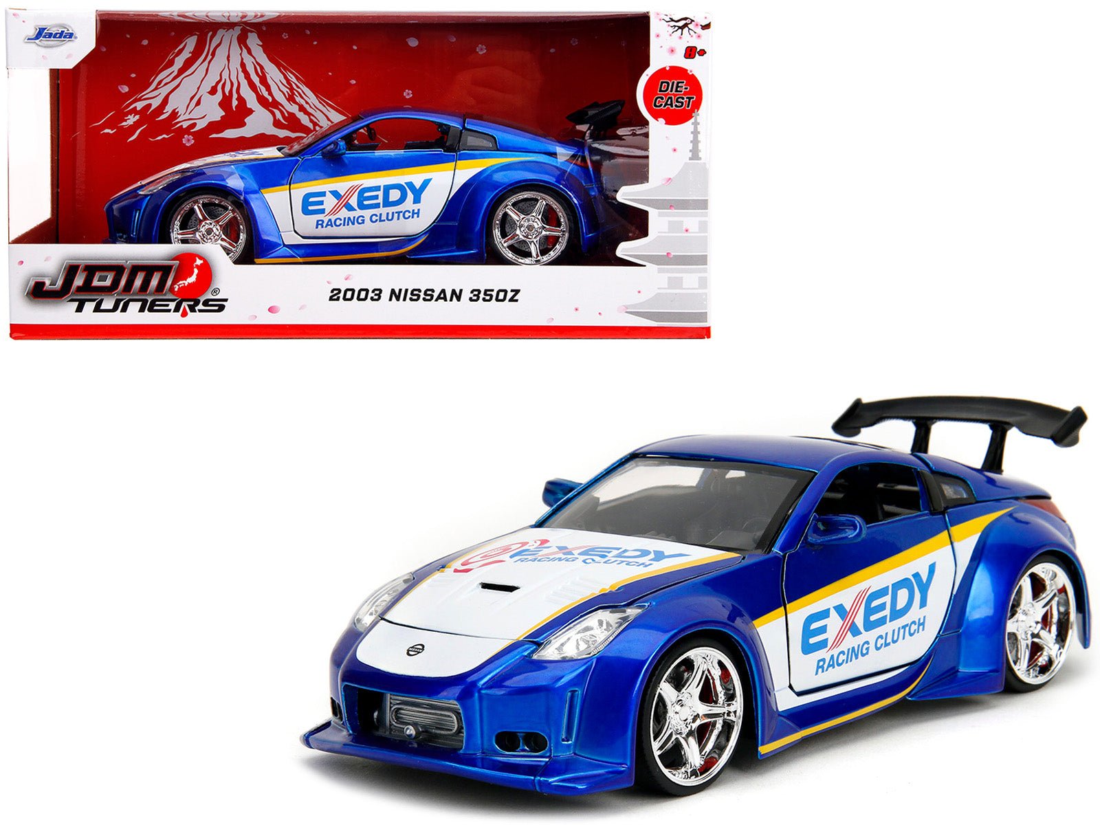 2003 Nissan 350Z "Exedy Racing Clutch" Candy Blue and White "JDM Tuners" Series 1/24 Diecast Model Car by Jada free shipping USA - Rapid Vehicles