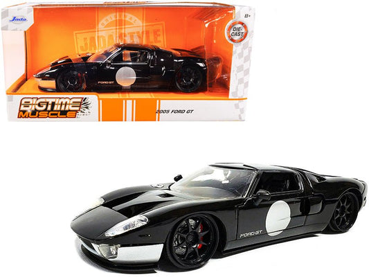 2005 Ford GT Black and Silver "Bigtime Muscle" Series 1/24 Diecast Model Car by Jada free shipping USA - Rapid Vehicles