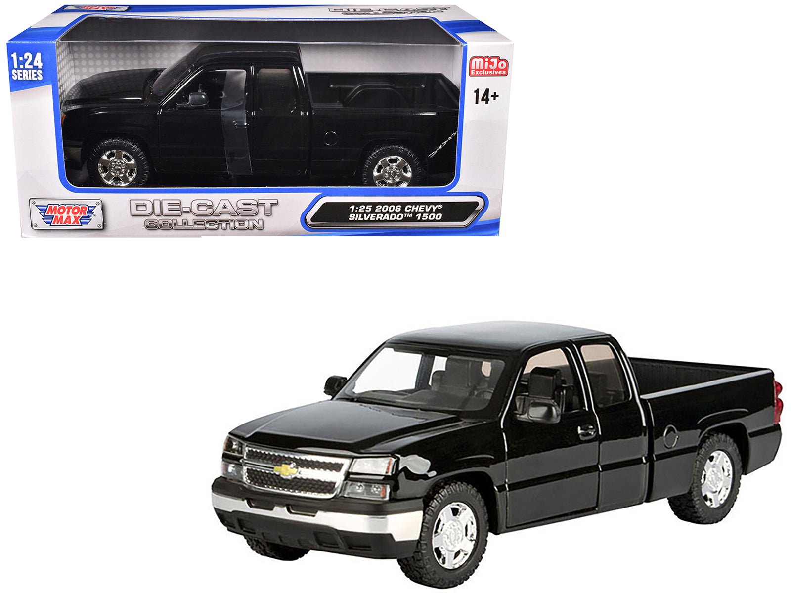 2006 Chevrolet Silverado 1500 Pickup Truck Black "Die - Cast Collection" Series 1/25 Diecast Model Car by Motormax free shipping USA - Rapid Vehicles