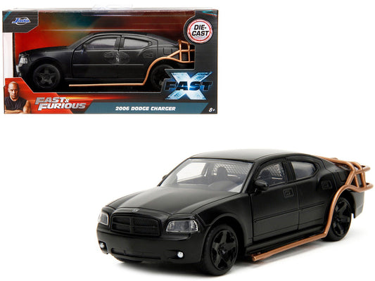 2006 Dodge Charger Matt Black with Outer Cage "Fast & Furious" Series 1/32 Diecast Model Car by Jada free shipping USA - Rapid Vehicles