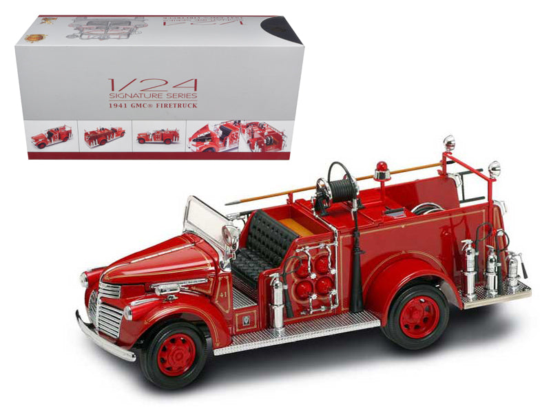 1941 GMC Fire Engine Red with Accessories 1/24 Diecast Model Car by Road Signature free shipping USA