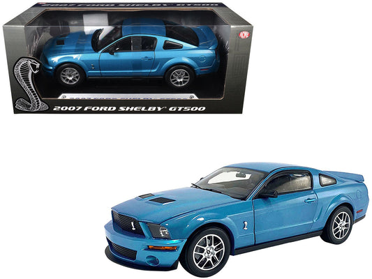 2007 Ford Shelby GT500 Windveil Blue Metallic "Shelby Collectibles" Series 1/18 Diecast Model Car by ACME free shipping USA - Rapid Vehicles