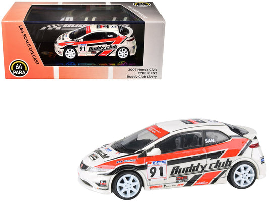 2007 Honda Civic Type R FN2 RHD (Right Hand Drive) 91 "Buddy Club - Asian Touring Car Series" (2012) 1/64 Diecast Model Car by Paragon Models free shipping USA - Rapid Vehicles